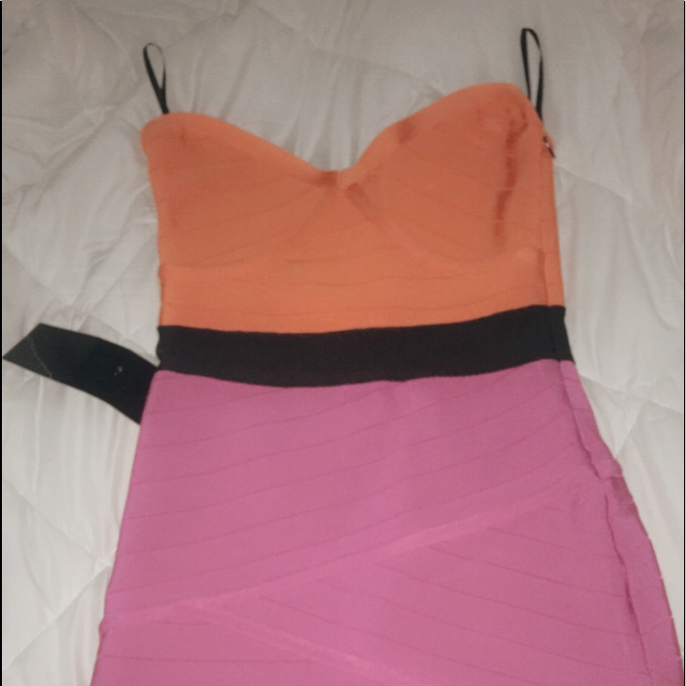 🧡 BEBE pink & orange dress 💖